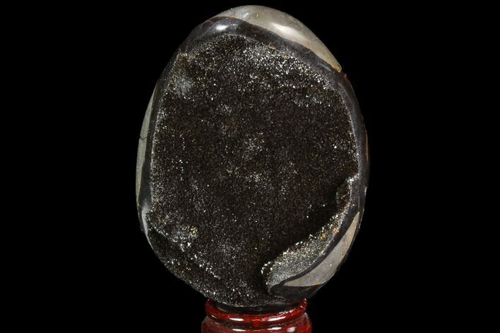 Septarian Dragon Egg Geode - Black Crystals #95980